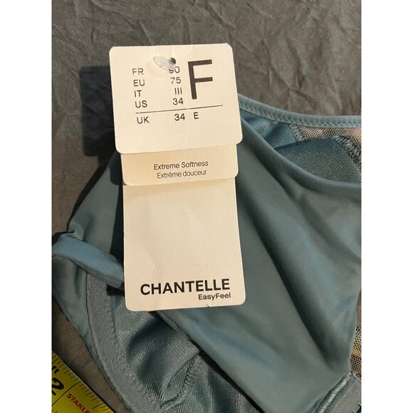 NWT Chantelle Lace Underwire Bra Blue Soft Floral Full Support Women’s 34F - Picture 4 of 4